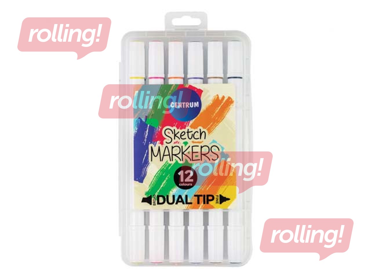 Marķieri skicēšanai un zīmēšanai, divpusējie, 12 krāsas
