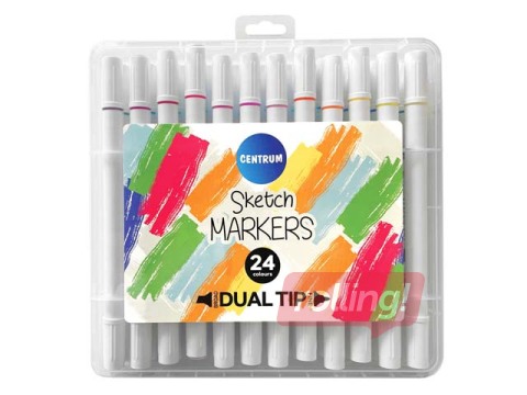 Markerid visandamiseks ja joonistamiseks, kahepoolsed, 24 värvi