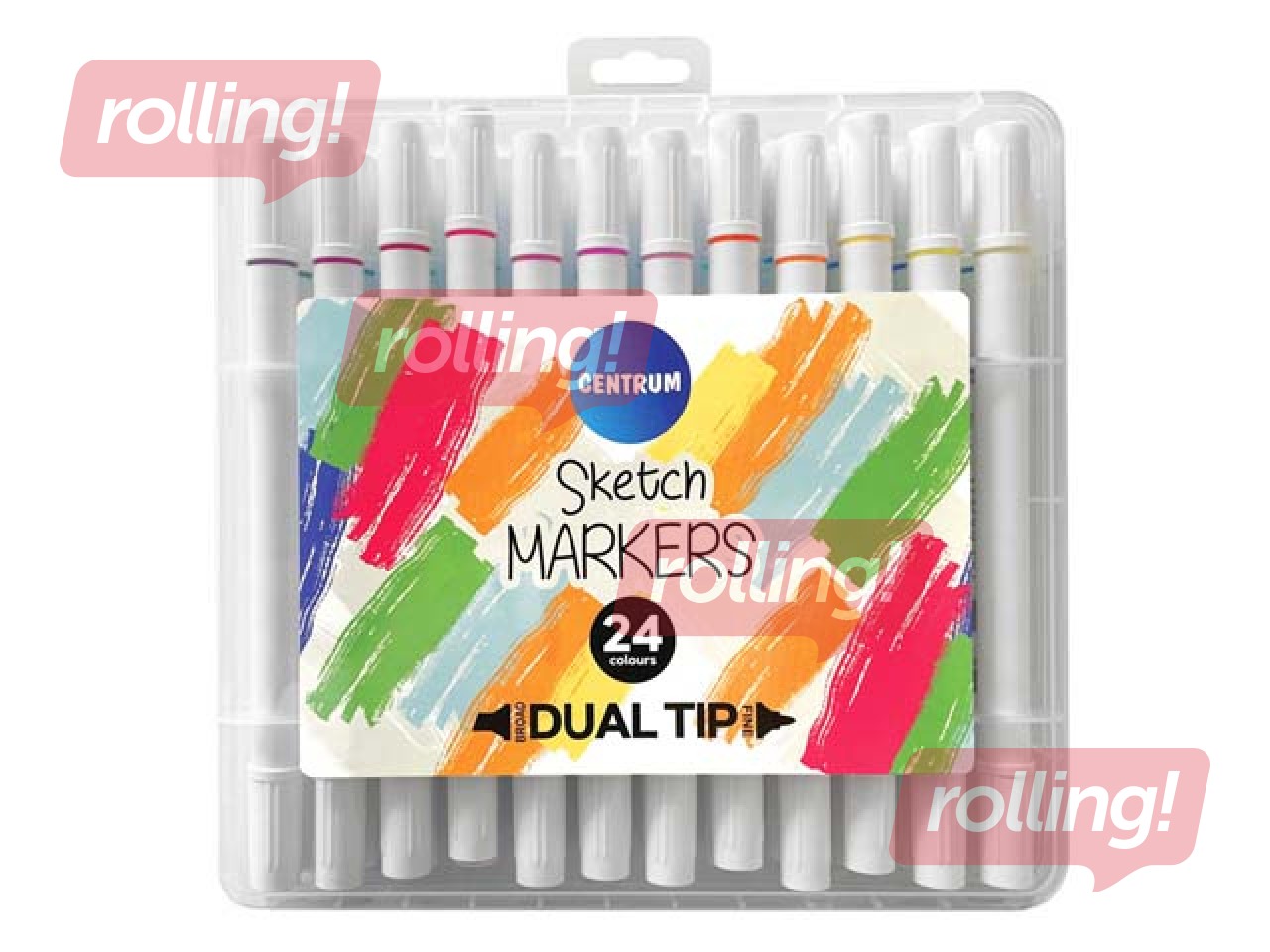 Markerid visandamiseks ja joonistamiseks, kahepoolsed, 24 värvi