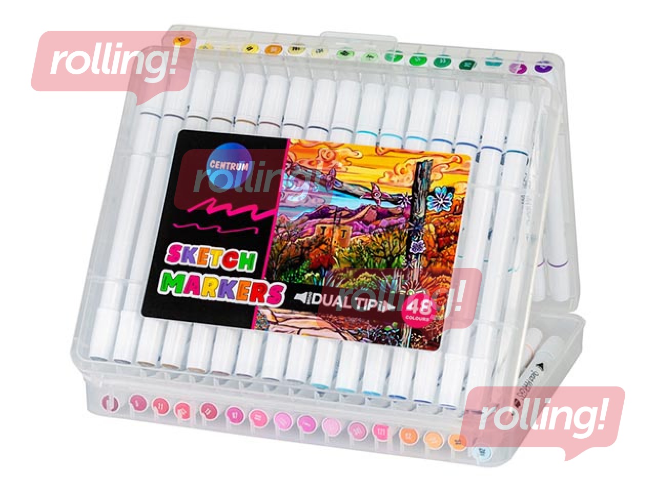 Markerid visandamiseks ja joonistamiseks, kahepoolsed, 48 värvi