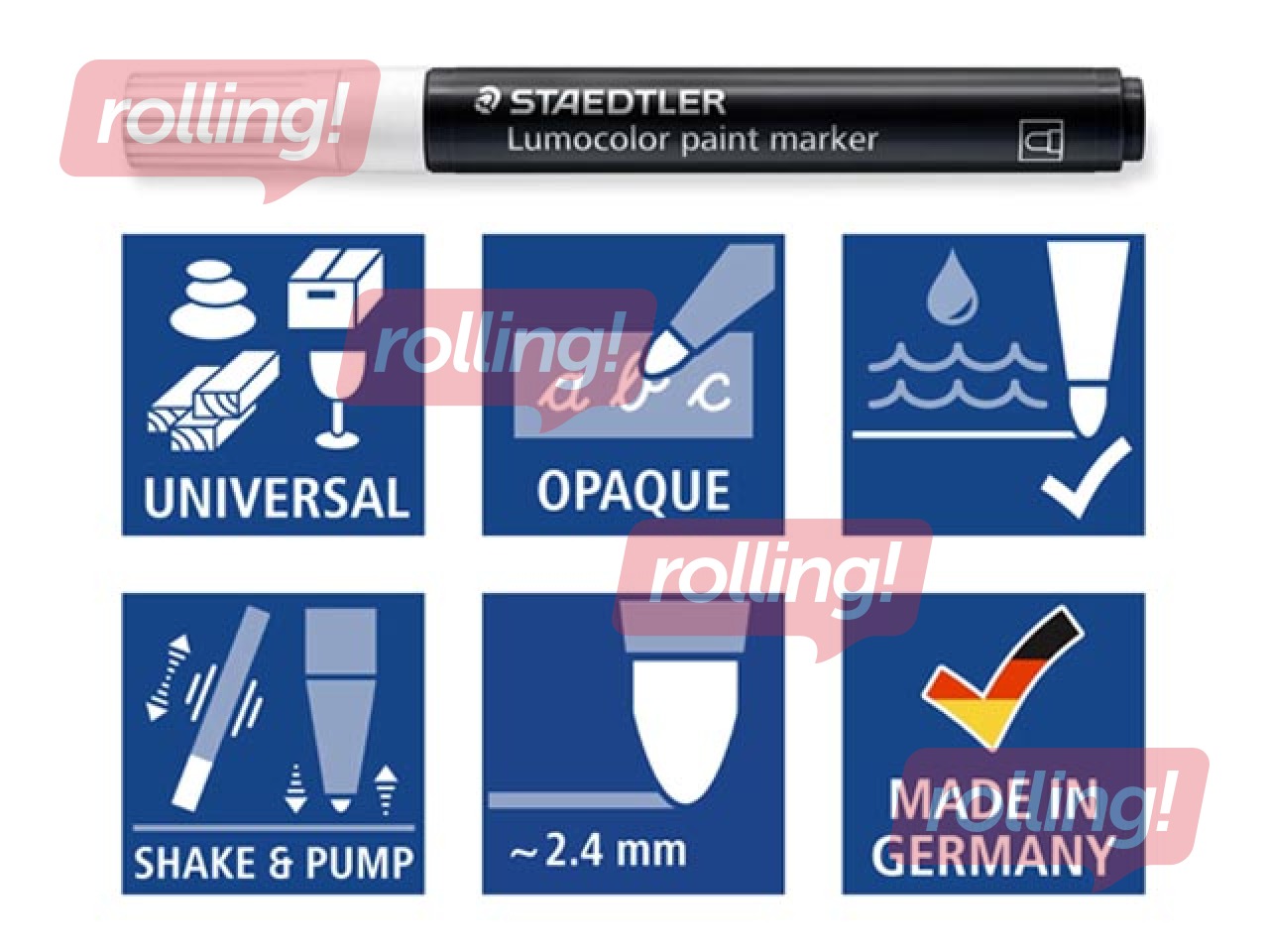 SALE Akrüülvärvi markerite komplekt Staedtler Lumocolor 349, 2,4 mm, 6 värvi