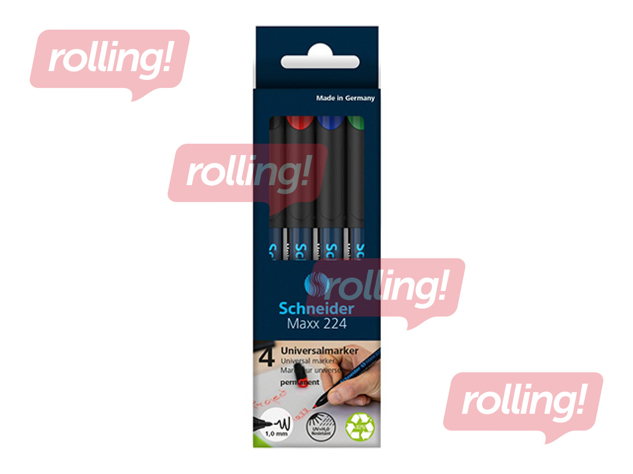 Permanento marķieru komplekts OHP Schneider 224M, 4 krāsas, 1.0mm