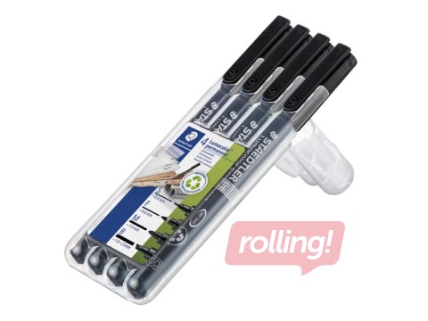 Markerid Staedtler Lumocolor 319, must, 4 joonelaiust