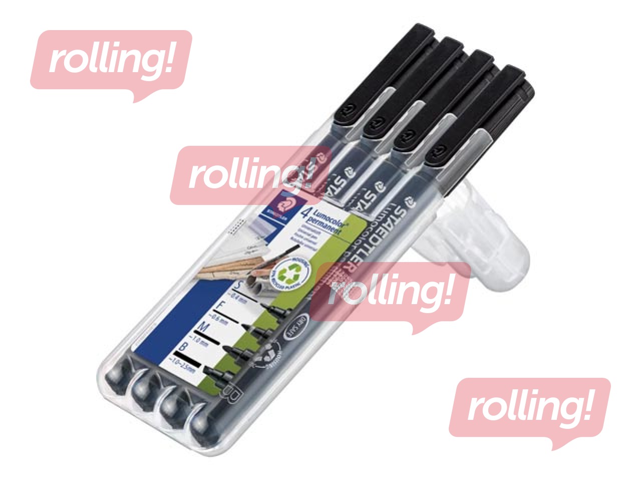 Markerid Staedtler Lumocolor 319, must, 4 joonelaiust