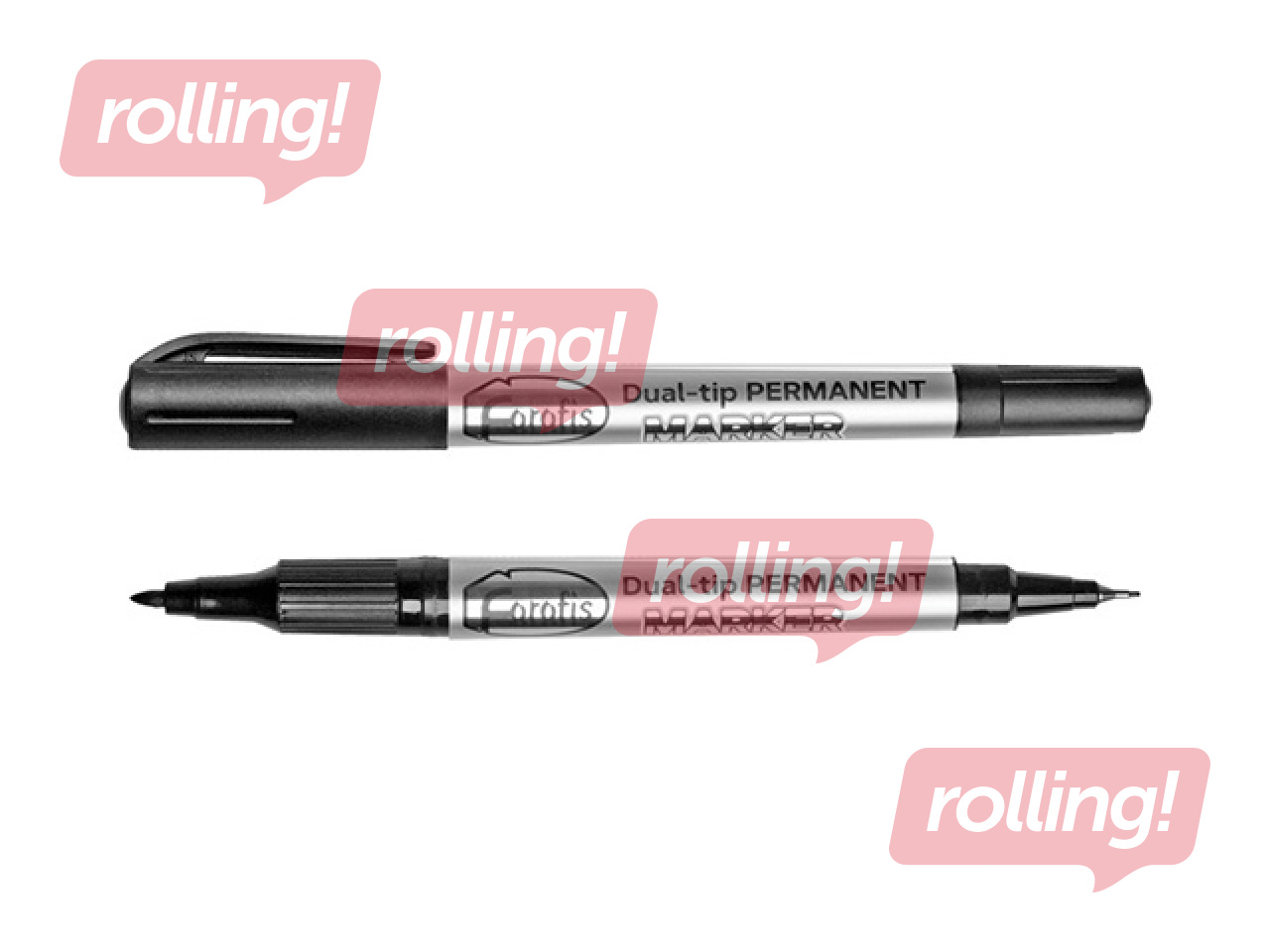 Permanent Marker Forofis, CD/DVD, dual-tip, black, 0.5–2mm