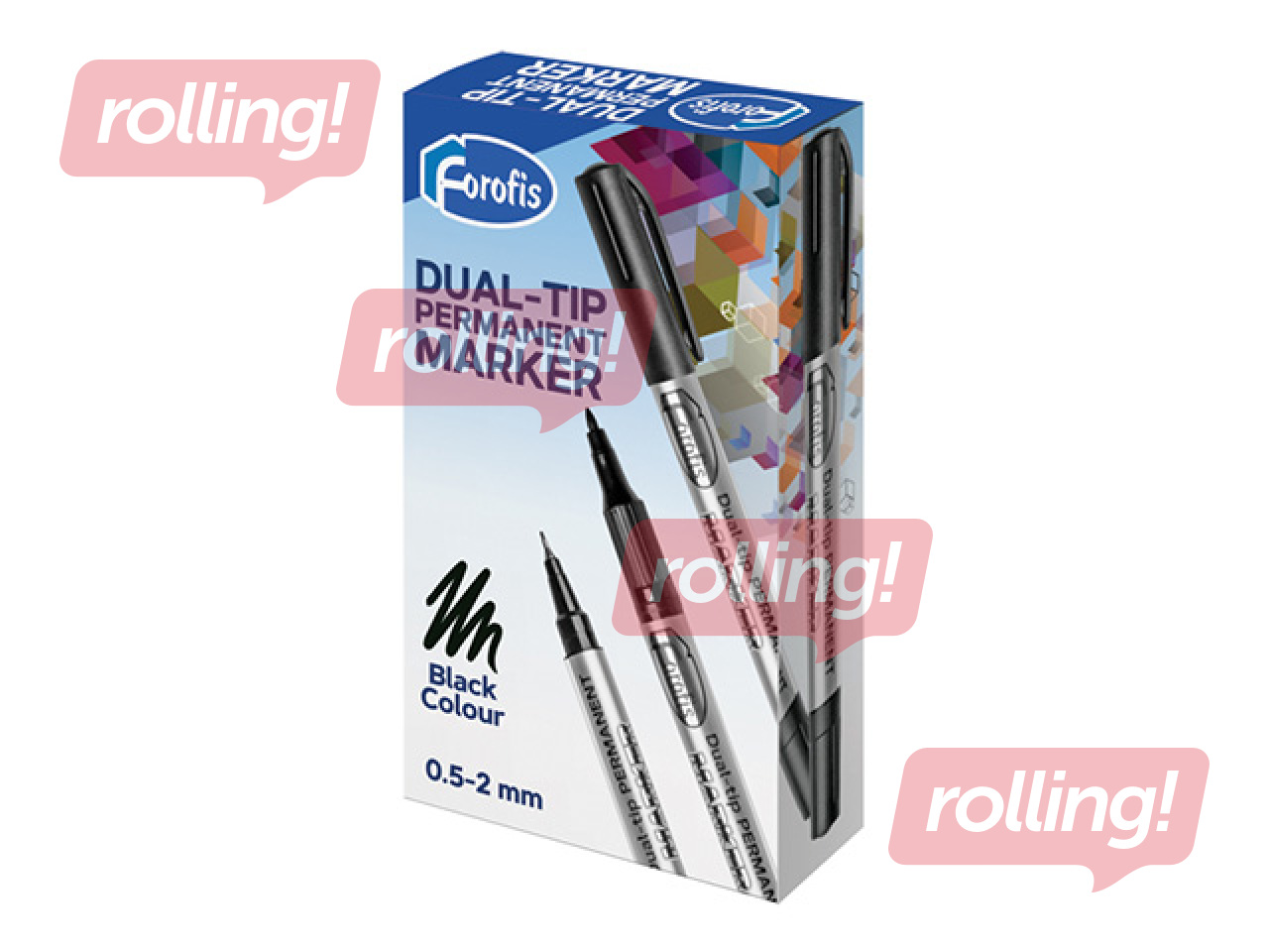 Permanent Marker Forofis, CD/DVD, dual-tip, black, 0.5–2mm