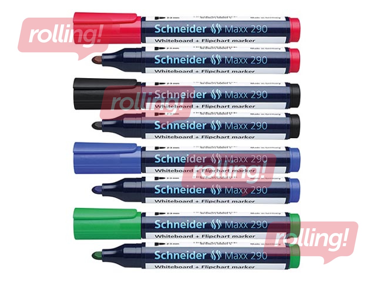 Комплект маркеров для белой доски, Schneider 290, 4 цвета