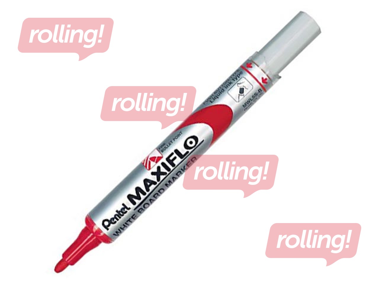 Whiteboard marker, Pentel Maxiflo, conic, red