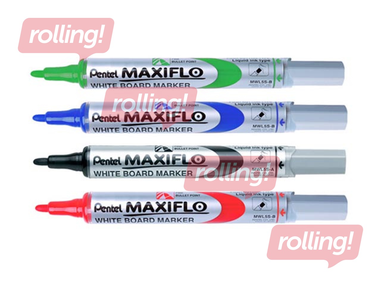 Tahvli markerite komplekt Pentel Maxiflo, 4 värvi
