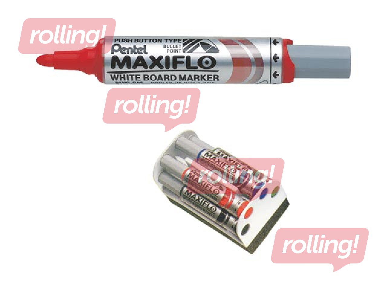 Pentel Maxiflo tahvlimarkerite komplekt, 6 mm, 4 värvi