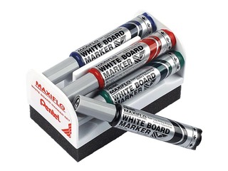 Pentel Maxiflo whiteboard marker set, 6 mm, 4 colors
