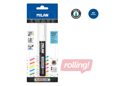 Маркер для стеклянных досок Milan Fluoglass, белый