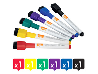 Markerite komplekt tahvlile, Nobo, 6 tk., Erinevad värvid