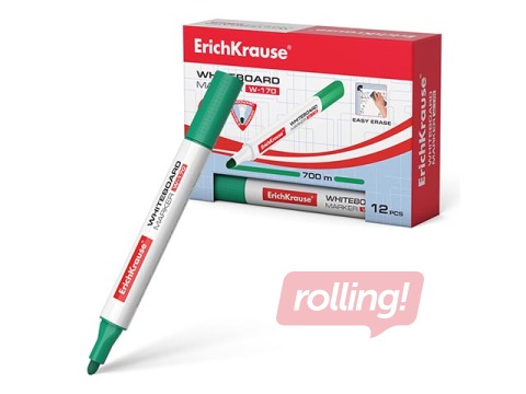 White board marker ErichKrause W-170, triangular body shape, round, green