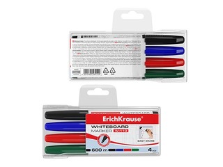Marker set for whiteboard ErichKrause W-110, round, 4 colors