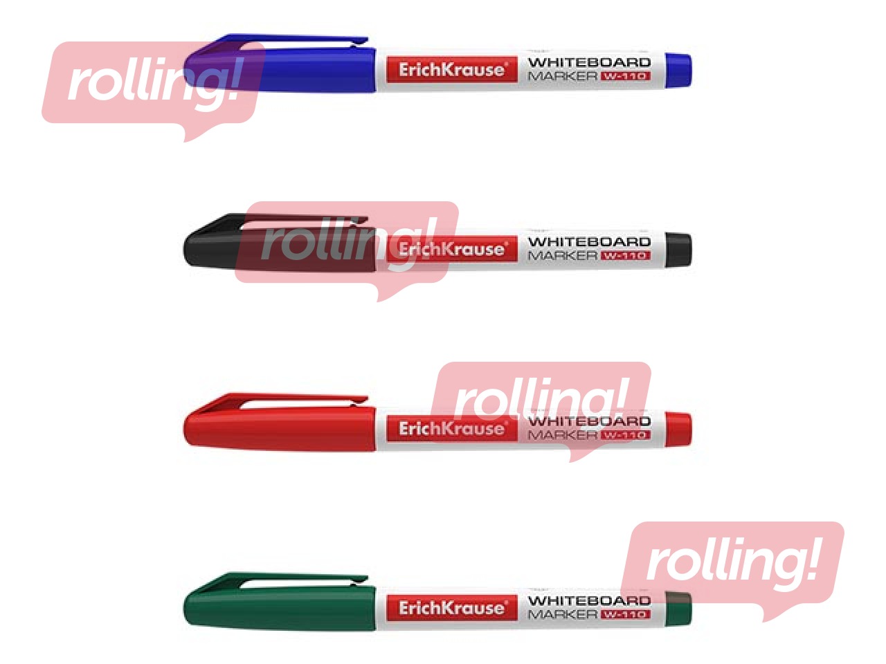 Valge tahvli marker ErichKrause W-110, ümmargune, 4 värvi + Jaanipäeva kingitus!