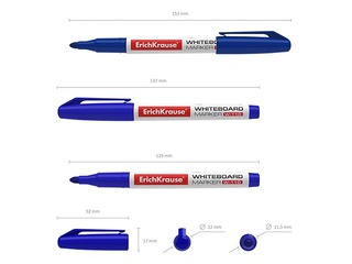 Valge tahvli marker ErichKrause W-110, ümmargune, 4 värvi + Jaanipäeva kingitus!