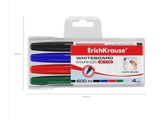 Valge tahvli marker ErichKrause W-110, ümmargune, 4 värvi + Jaanipäeva kingitus!