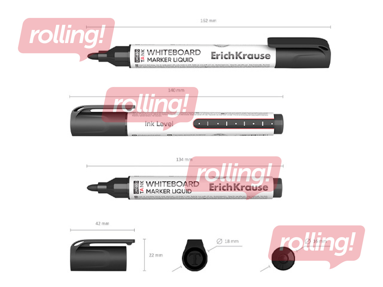 Marker valgele tahvlile, Erich Krause, LW-600, ümar, must