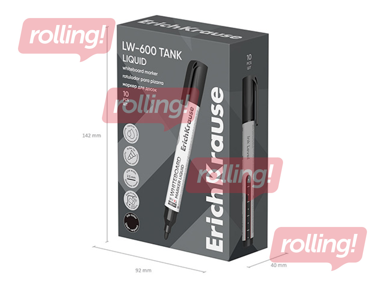 Marker valgele tahvlile, Erich Krause, LW-600, ümar, must