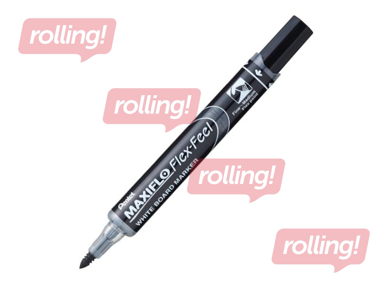 Tahvlimarker, Pentel Maxiflo Flexfeel, kooniline otsl, 4 mm, must
