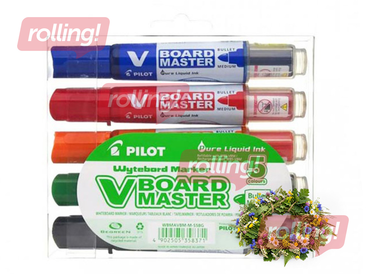 Whiteboard markers set Pilot V Board Master, 2.3 mm, 5 colors