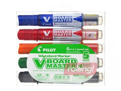 Whiteboard markers set Pilot V Board Master, 2.3mm, 5 colors