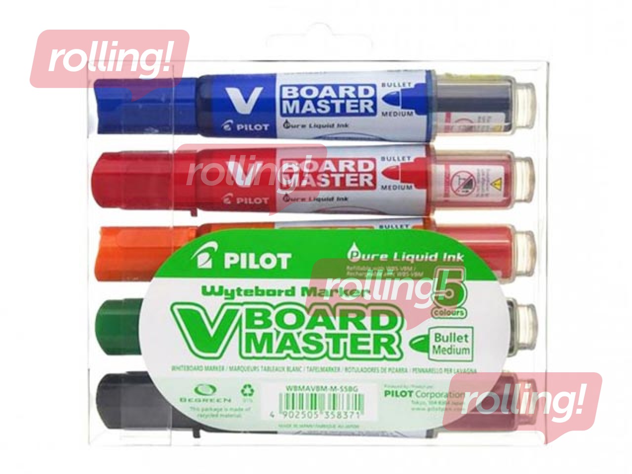 Whiteboard markers set Pilot V Board Master, 2.3mm, 5 colors