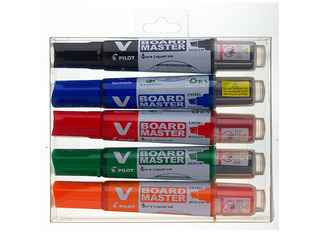 Marķieru komplekts baltajai tāfelei Pilot, V Board Master, 2.2-5.2mm, 5 krāsas