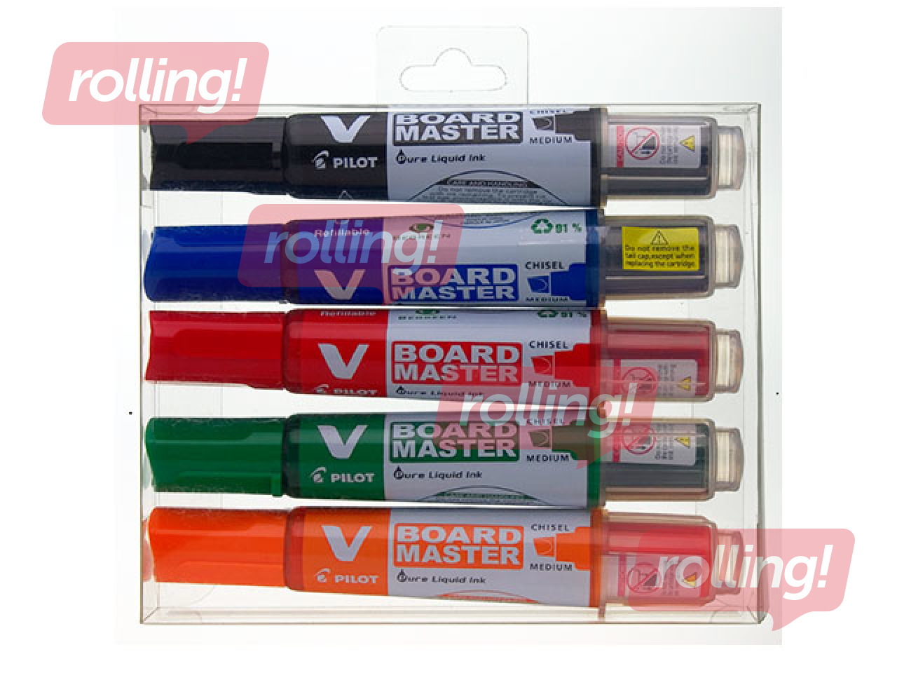 Tahvlimarkerite komplekt Pilot, V Board Master, 2.2-5.2mm, 5 värvi