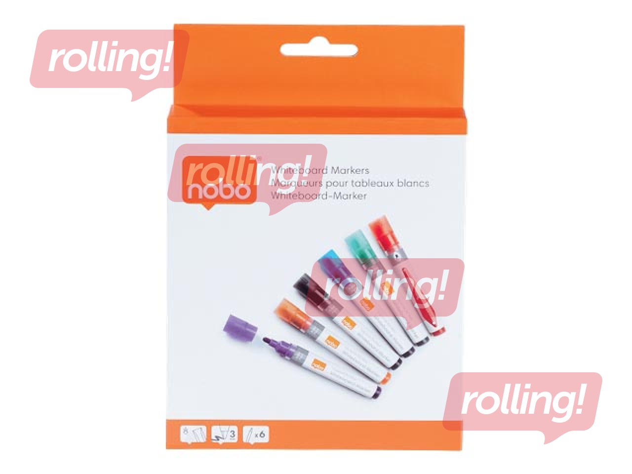 Valge tahvli markerid Nobo Liquid, ümmargune ots, 3 mm, 6 tk