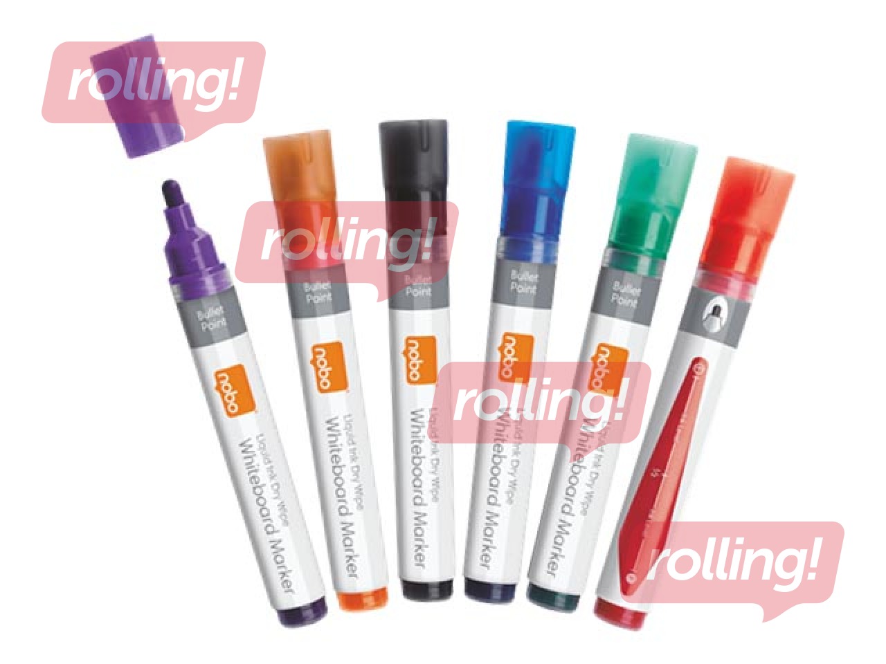 Valge tahvli markerid Nobo Liquid, ümmargune ots, 3mm, 6 tk
