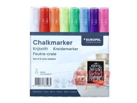 Krīta marķieru komplekts Europel, 3 mm, 8 krāsas