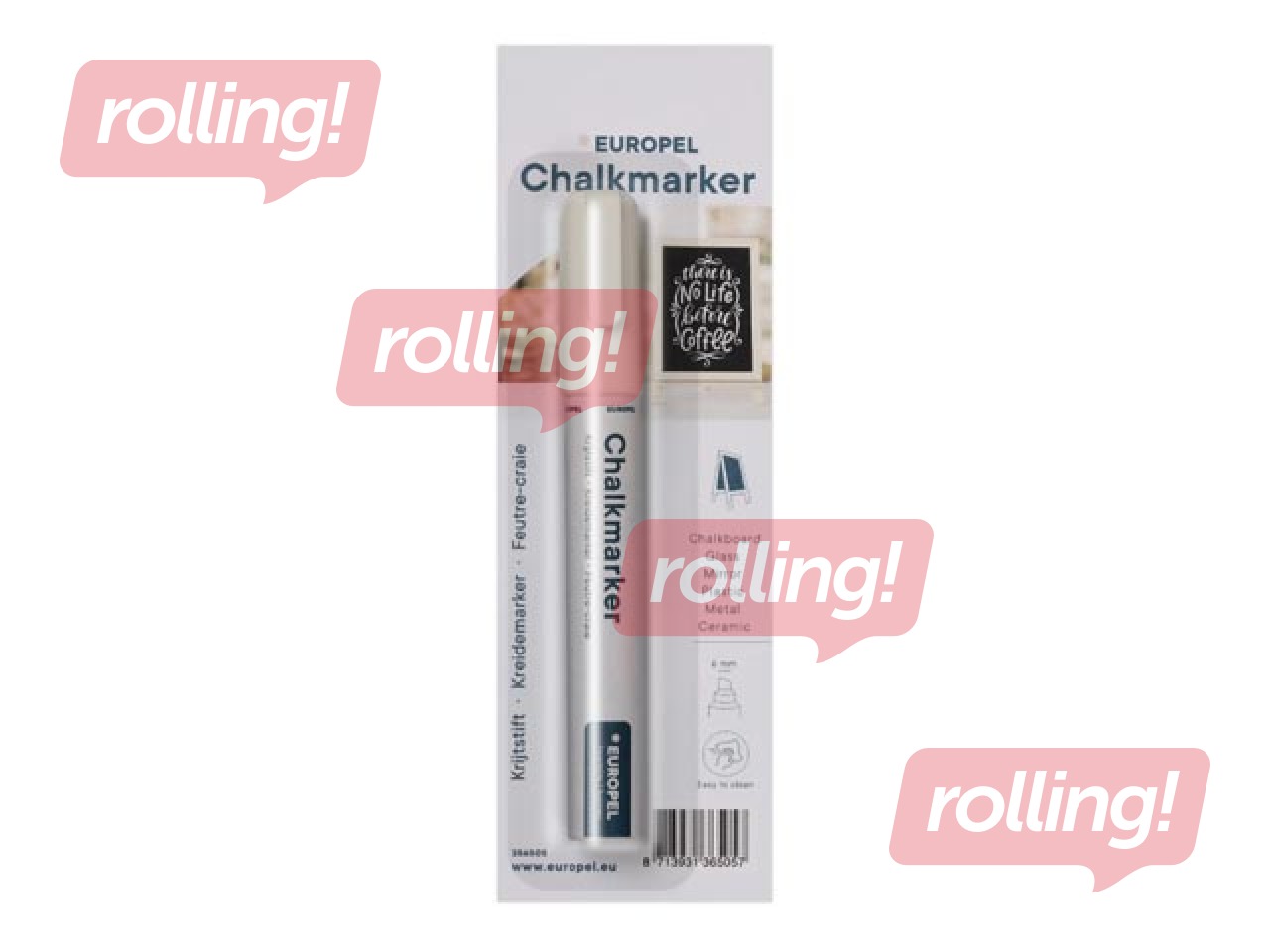 Chalk marker Europel, white, 6mm