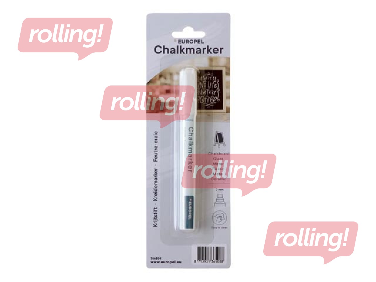 Chalk marker Europel, white, 3mm