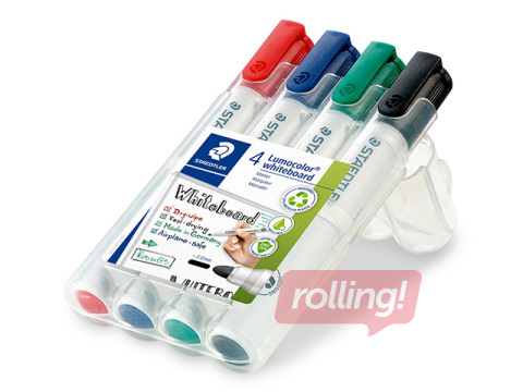 Valgete ja klaastahvlite tahvlimarkerid Staedtler Lumocolor, 4 värvi
