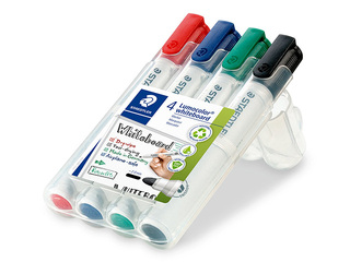Valgete ja klaastahvlite tahvlimarkerid Staedtler Lumocolor, 4 värvi