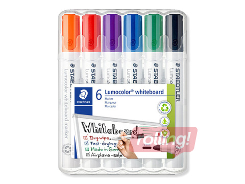 Tahvlimarkerite komplekt valgetele ja klaastahvlitele Staedtler Lumocolor, 6 värvi