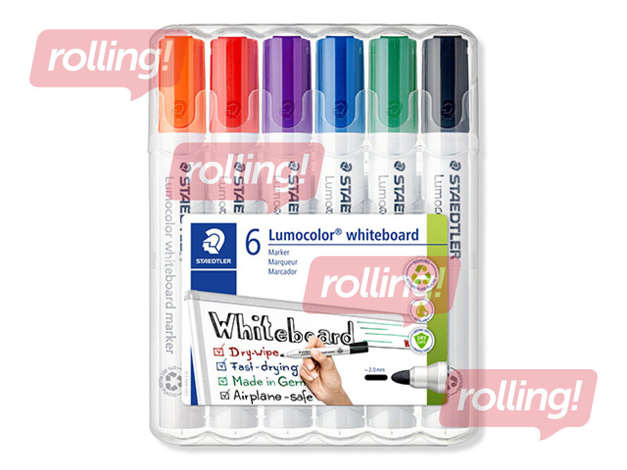 Tahvlimarkerite komplekt valgetele ja klaastahvlitele Staedtler Lumocolor, 6 värvi