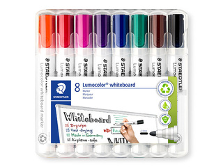 Marķieru komplekts baltajām un stikla tāfelēm Staedtler Lumocolor, 8 krāsas