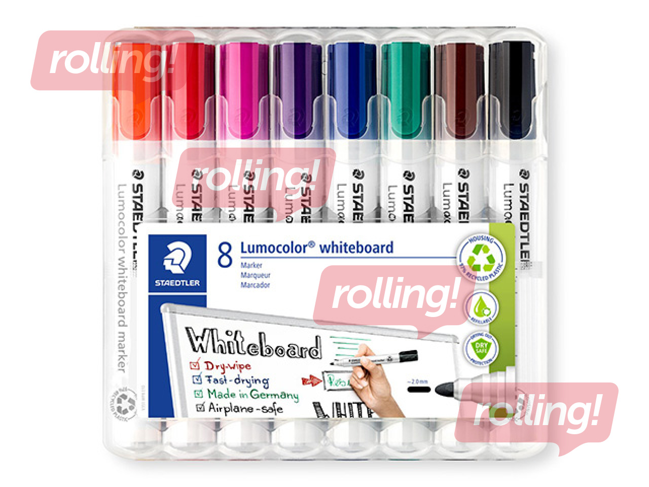 Tahvlimarkerite komplekt valgetele ja klaastahvlitele Staedtler Lumocolor, 8 värvi