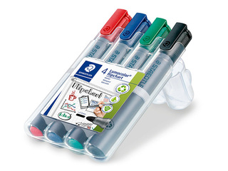 Marķieru komplekts flipchart papīram, Staedtler Lumocolor, 4 krāsas