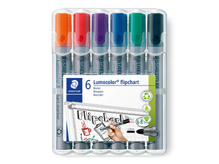 Marķieru komplekts flipchart papīram, Staedtler Lumocolor, 6 krāsas