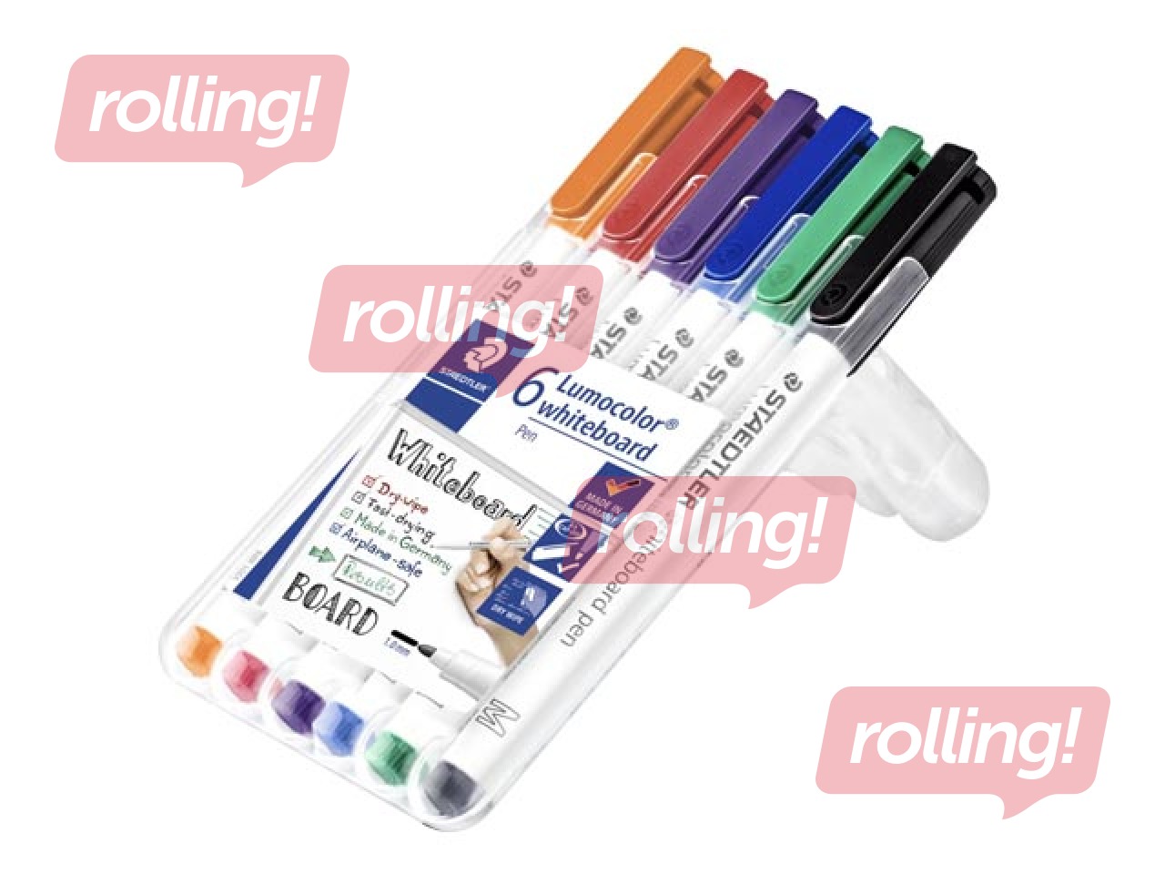 Whiteboard markers set  for white boards Staedtler Lumocolor 301, 6 colours 