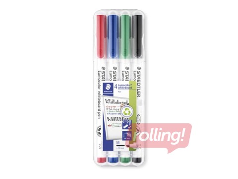 Valgete tahvlite tahvlimarkerid Staedtler Lumocolor 301, 4 värvi 