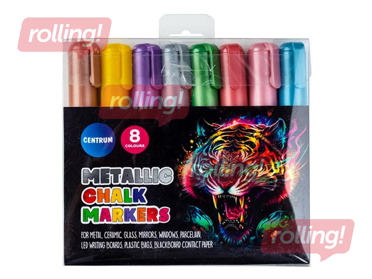 Krīta marķieru komplekts Centrum Metallic, 3-5 mm, 8 krāsas