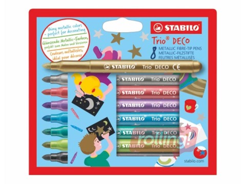 Viltpliiatsid Stabilo Trio Deco, 8 värvi