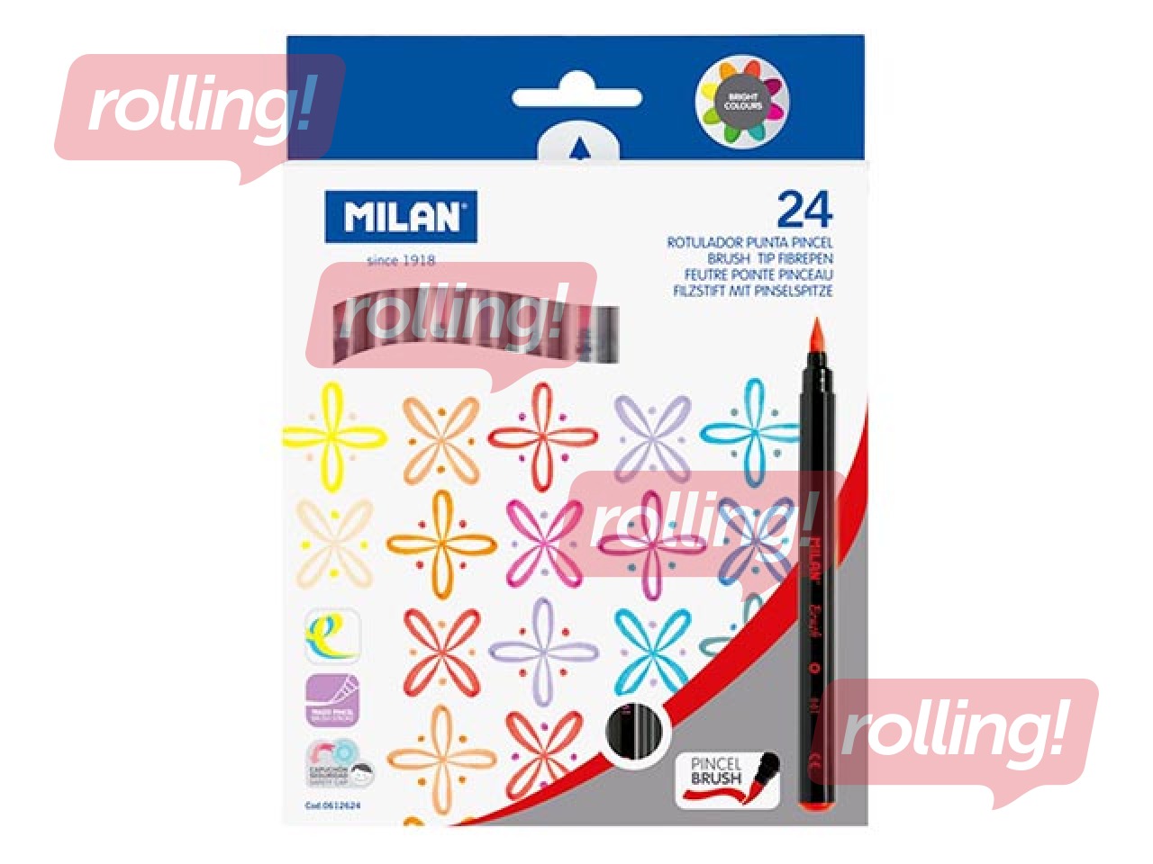 Pintsli otsa fibrepens Milan, 24 värvi