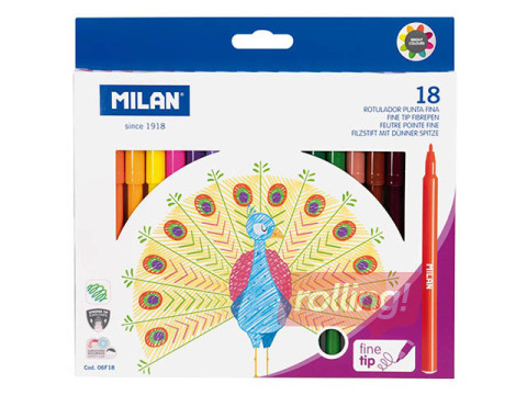 Фломастери Milan, 18 цветов