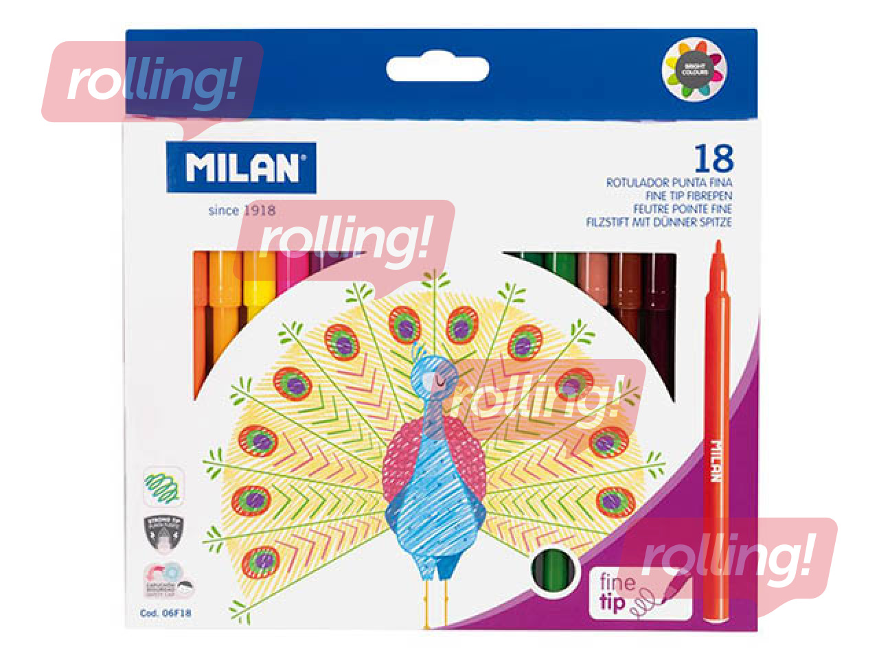 Фломастери Milan, 18 цветов